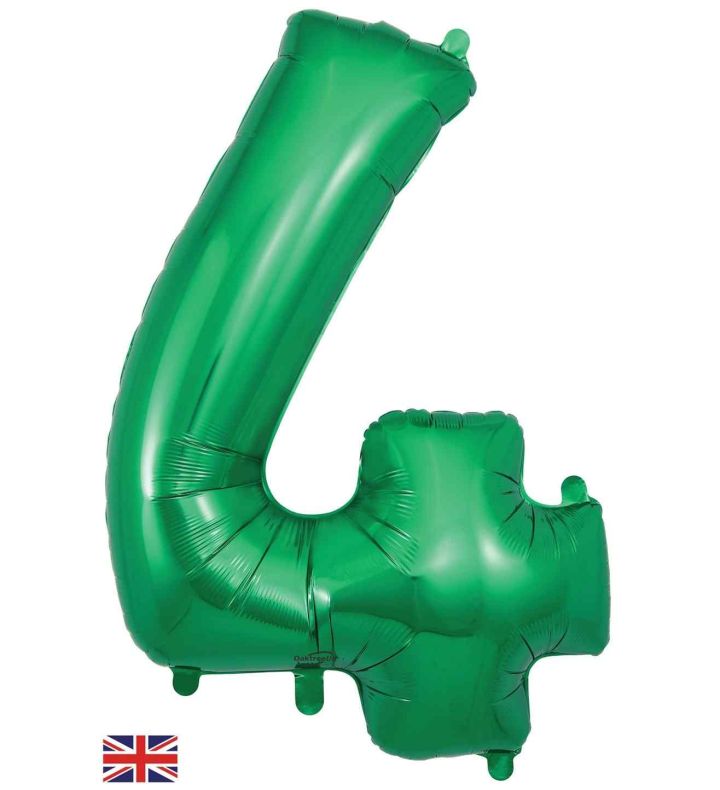34" Green Number 4 Oaktree Foil Balloon