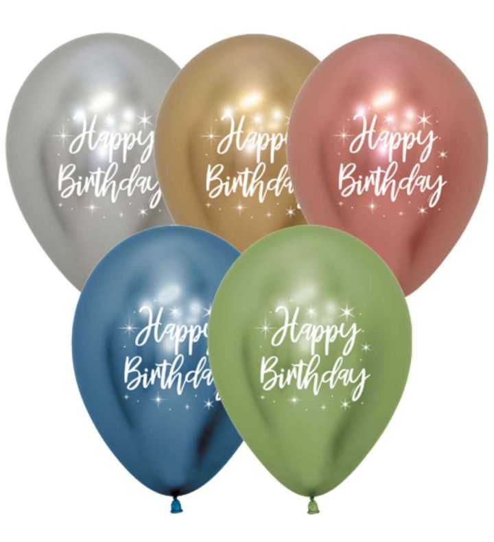 12" Sempertex Reflex Birthday Assorted Latex Balloons 25ct
