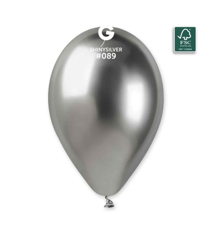 13" Gemar Shiny Silver 089 Latex Balloons 50ct
