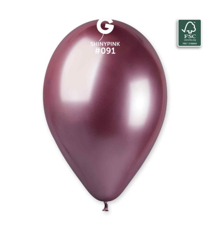 13" Gemar Shiny Pink 091 Latex Balloons 50ct