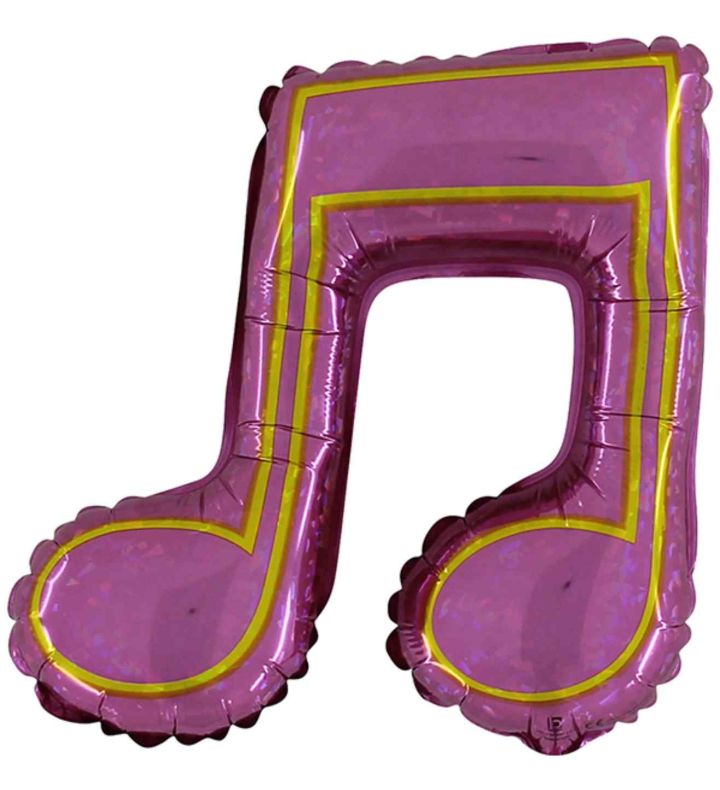 Mini Music Note Pink Double Betallic Foil Balloon