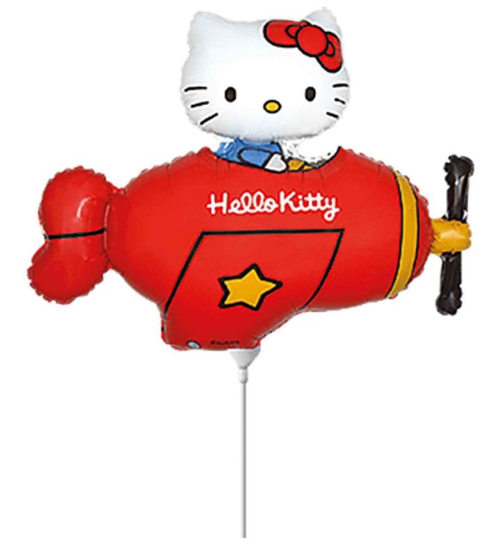 Mini Hello Kitty in Red Aeroplane Flexmetal Foil Balloon