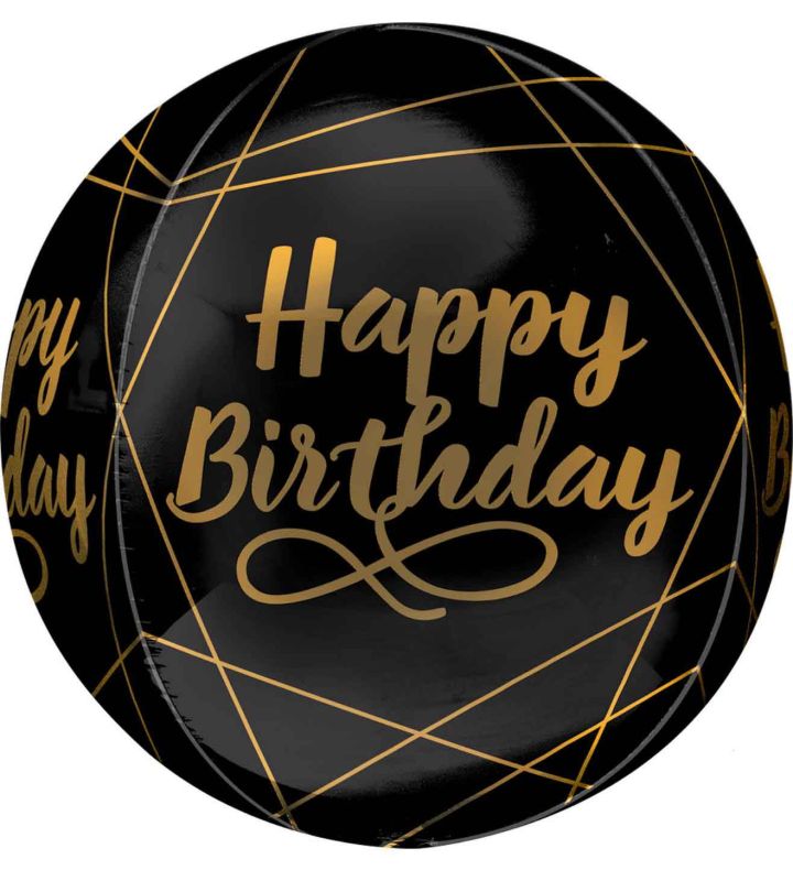 15" Anagram Happy Birthday Elegant Orbz Foil Balloon
