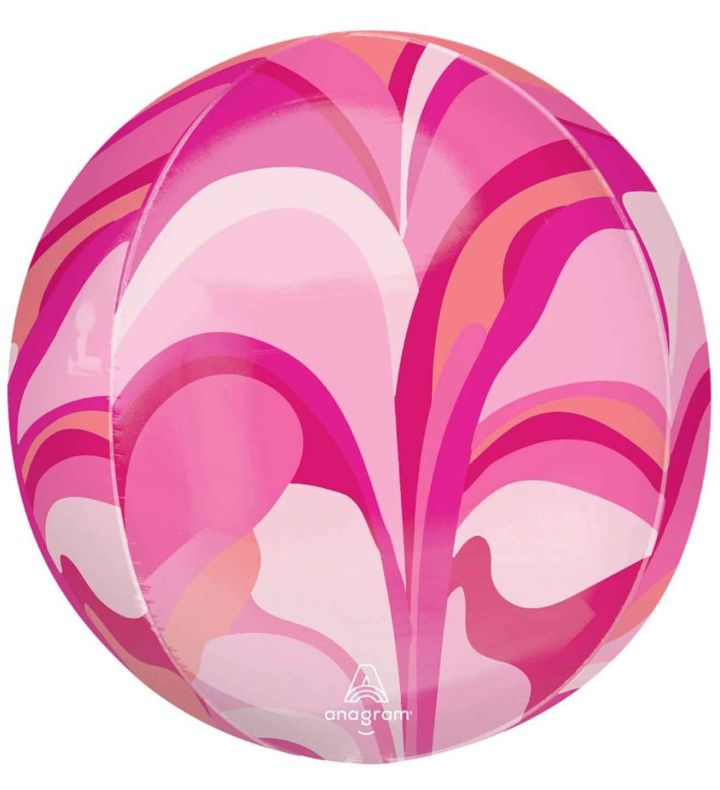 15" Anagram Pink Macro Marble Orbz foil balloon