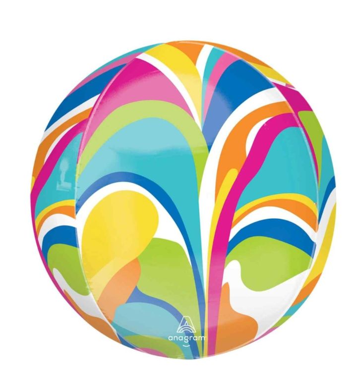 16" Orbz Vibrant Macro Marble Anagram Foil Balloon