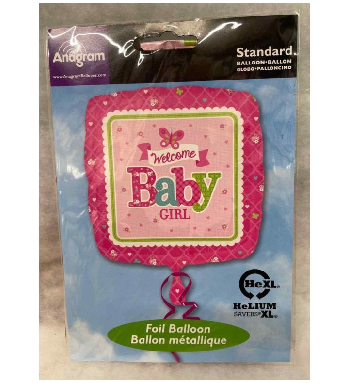17" Anagram Welcome Baby Girl Foil Balloon