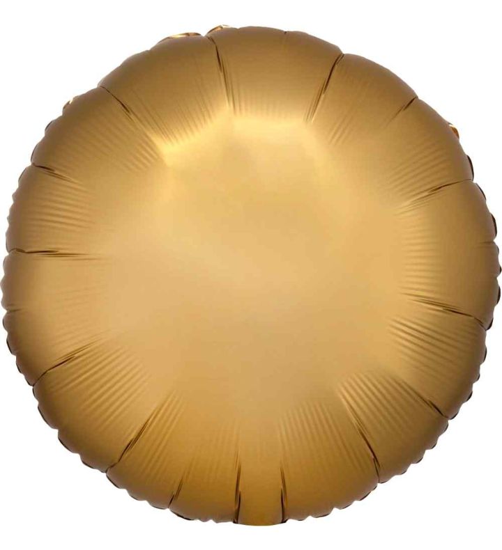 17" Gold Sateen Round Satin Luxe Foil Balloon Anagram - Unpackaged