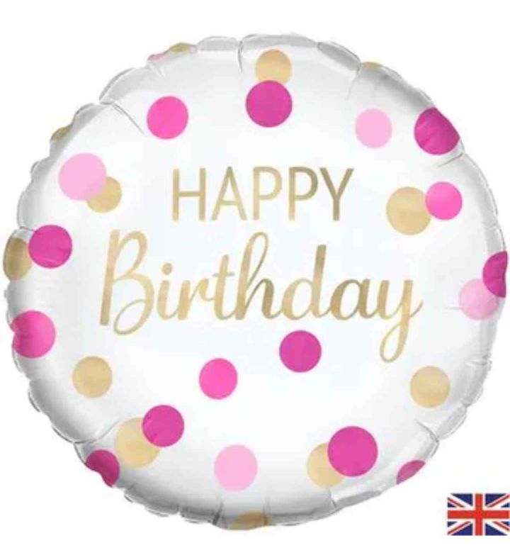 18" Oaktree Pink Gold Confetti Birthday Foil Balloon