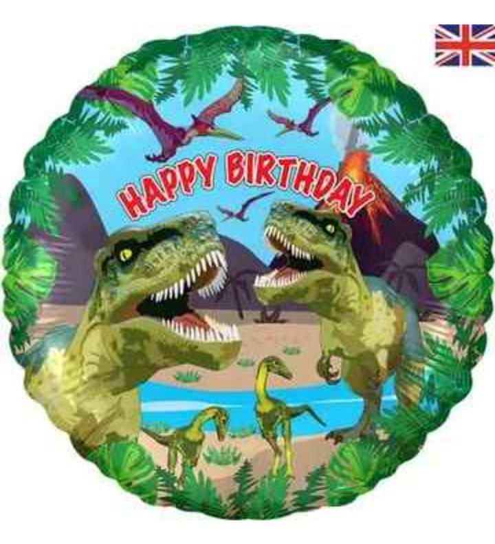 18" Happy birthday Jurassic Dinosaur Foil Balloon