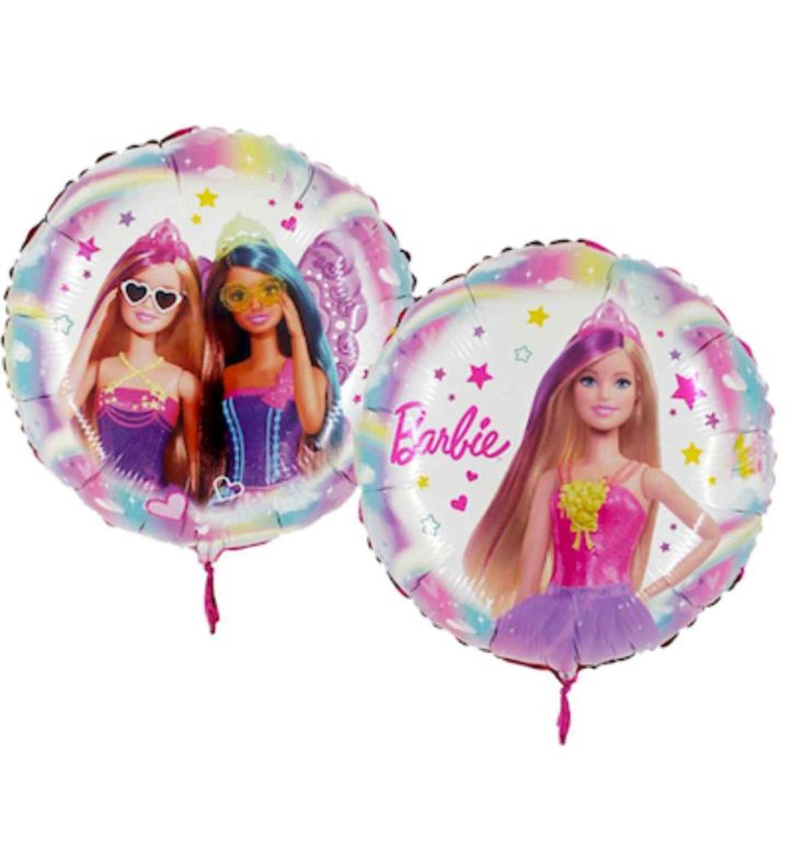 18" Grabo Barbie Rainbow Round Foil Balloon