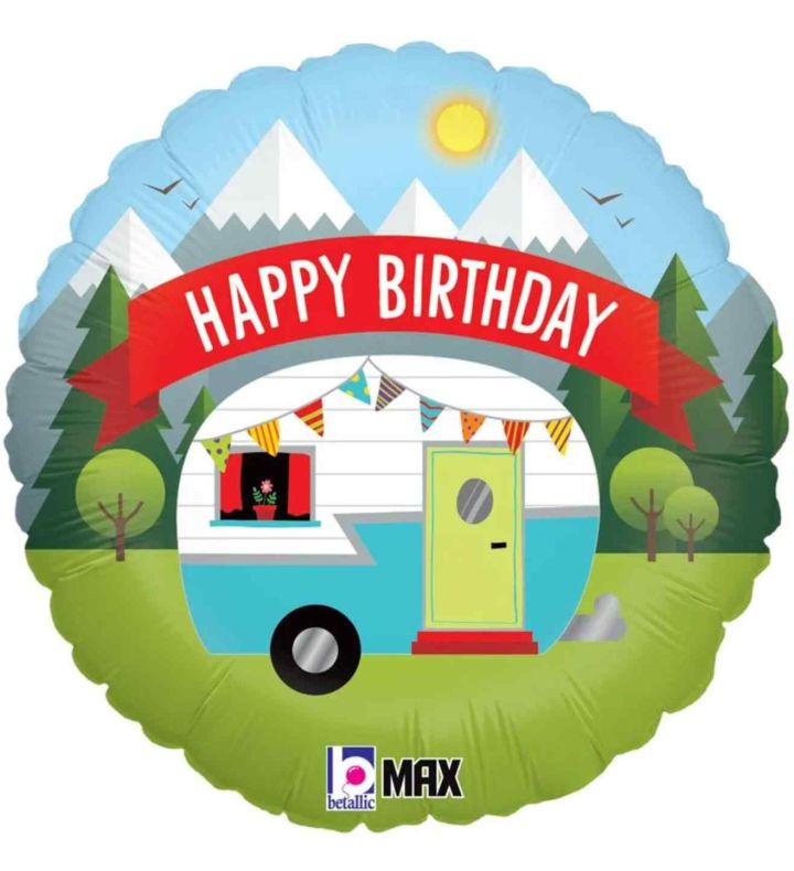 18" Betallic Happy Birthday Camper Foil Balloon