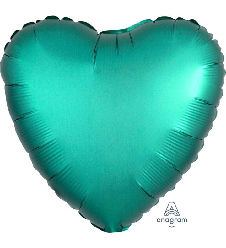 17" Jade Heart Satin Luxe Foil Balloon Anagram - Unpackaged