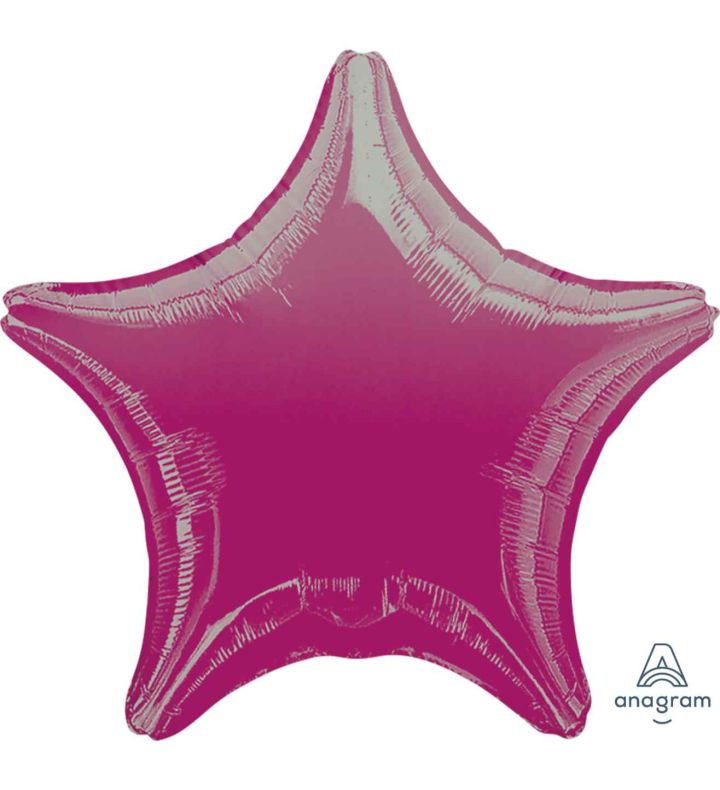 17" Metallic Fuchsia Star Foil Balloon Anagram - Unpackaged