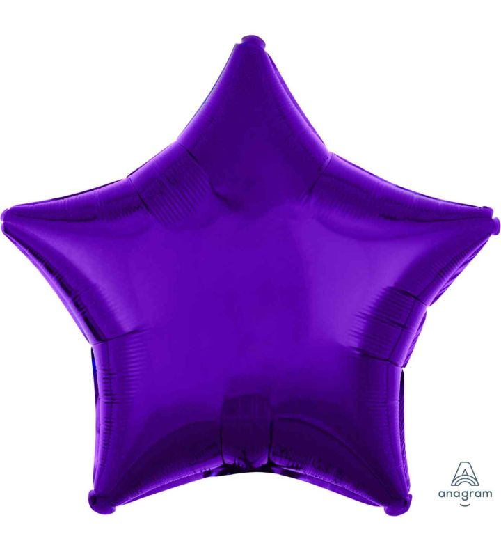 17" Metallic Purple Star Foil Balloon Anagram - Unpackaged