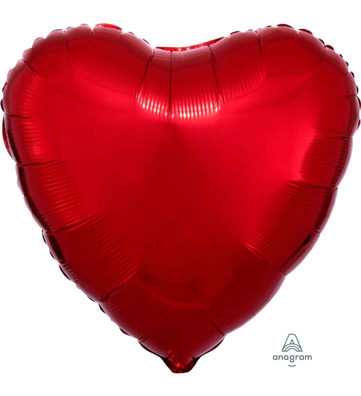 17" Metallic Red Heart Foil Balloon Anagram - Unpackaged