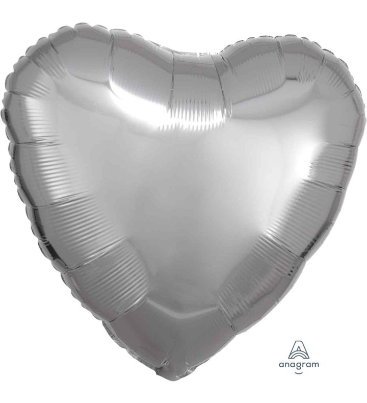 17" Silver Heart Foil Balloon Anagram - Unpackaged