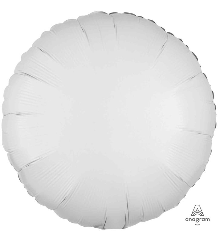 18" Metallic White Round Foil Balloon Anagram - Unpackaged