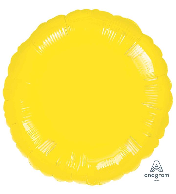 17" Metallic Yellow Round Foil Balloon Anagram - Unpackaged