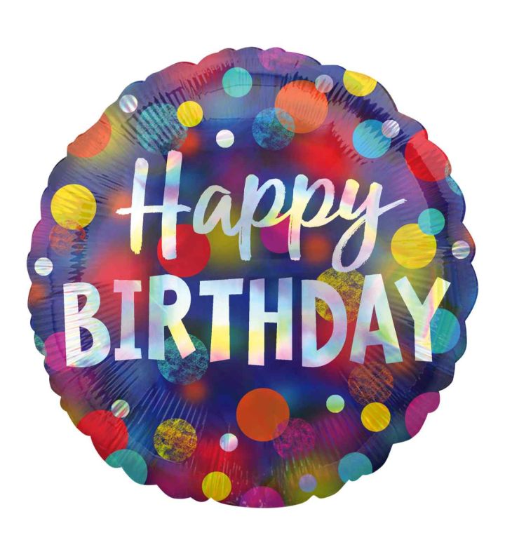 18" Party Dots Iridescent Foil Balloon