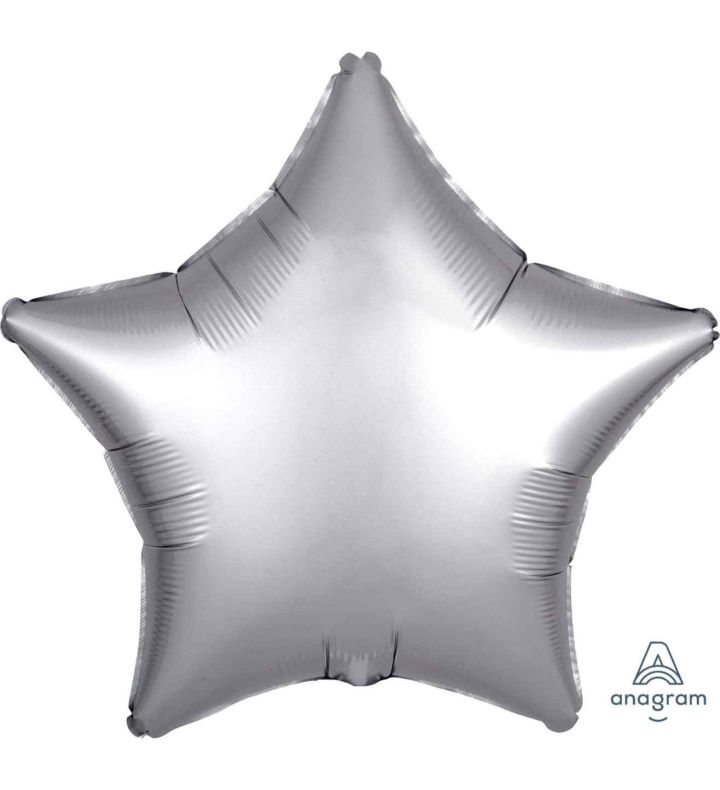 17" Platinum Star Satin Luxe Foil Balloon Anagram - Unpackaged