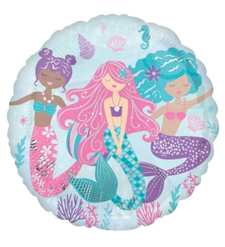 18" Shimmering Mermaid Round Anagram Foil Balloon