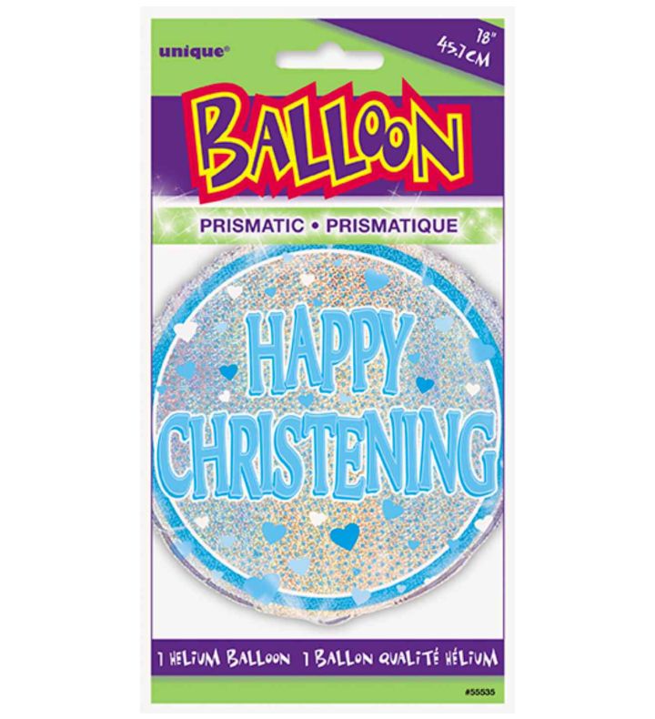 18" Unique Party Blue Christening Prism Balloon