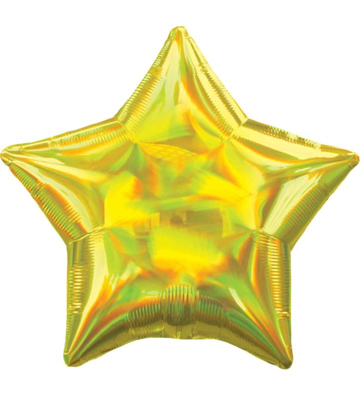17" Yellow Iridescent Star Foil Balloon Anagram - Unpackaged