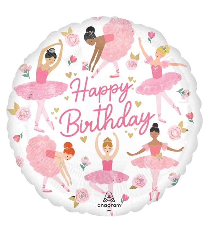 18" Ballerina Happy Birthday Foil Balloon