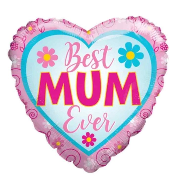 18" Best Mum Ever Heart Foil Balloon