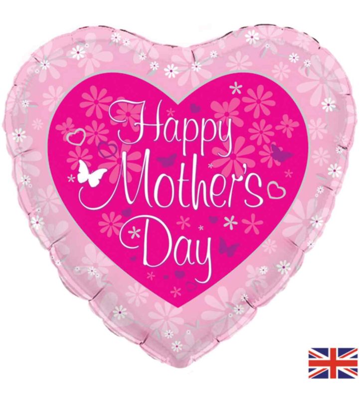 18" Butterfly Heart Mother's Day Foil Balloon