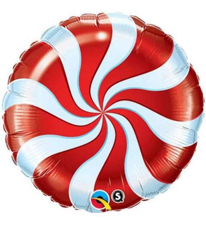 18" Candy Red & White Swirl Foil Balloon