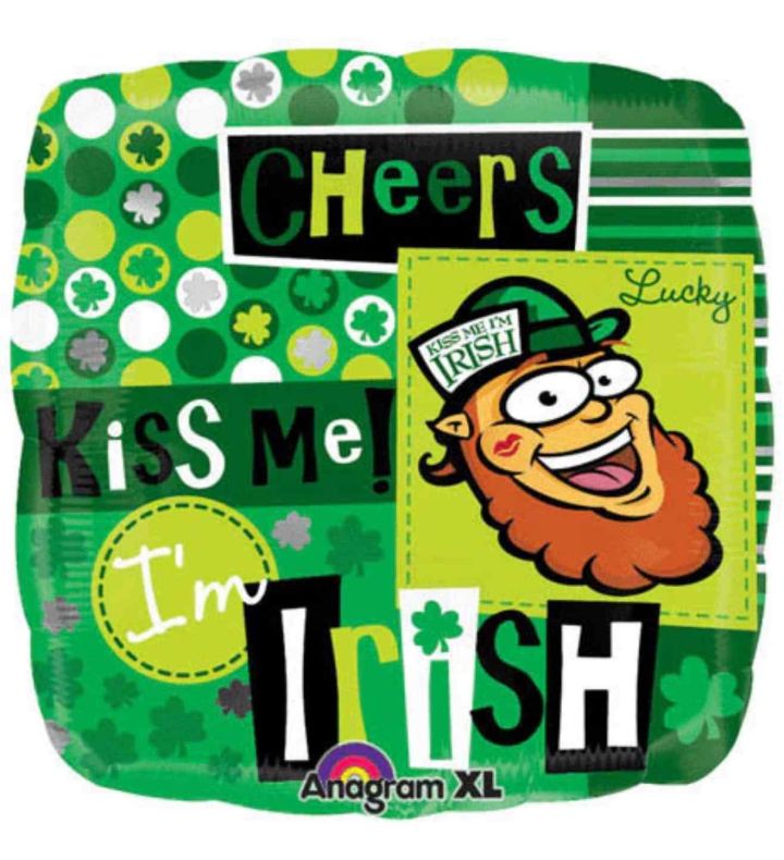 18" Cheers Kiss Me I'm Irish Foil Balloon