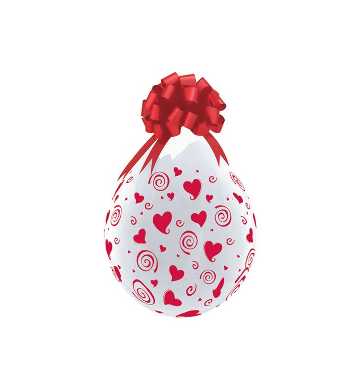 18" Clear Swirling Red Hearts-A-Round Stuffing Balloons 25ct
