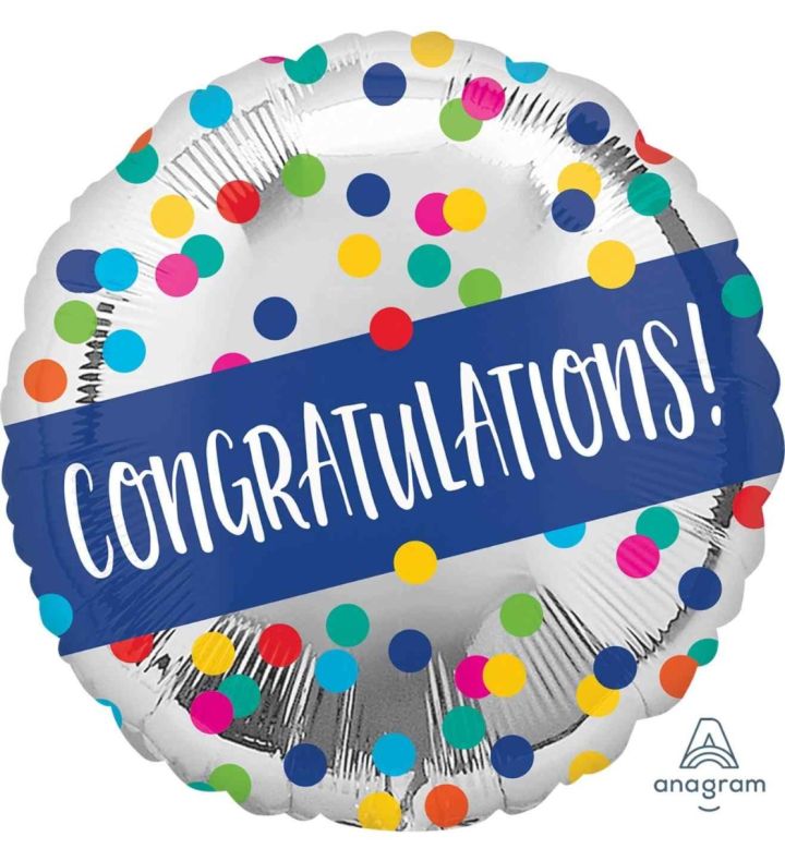 18" Congratulations Dots Foil Balloon