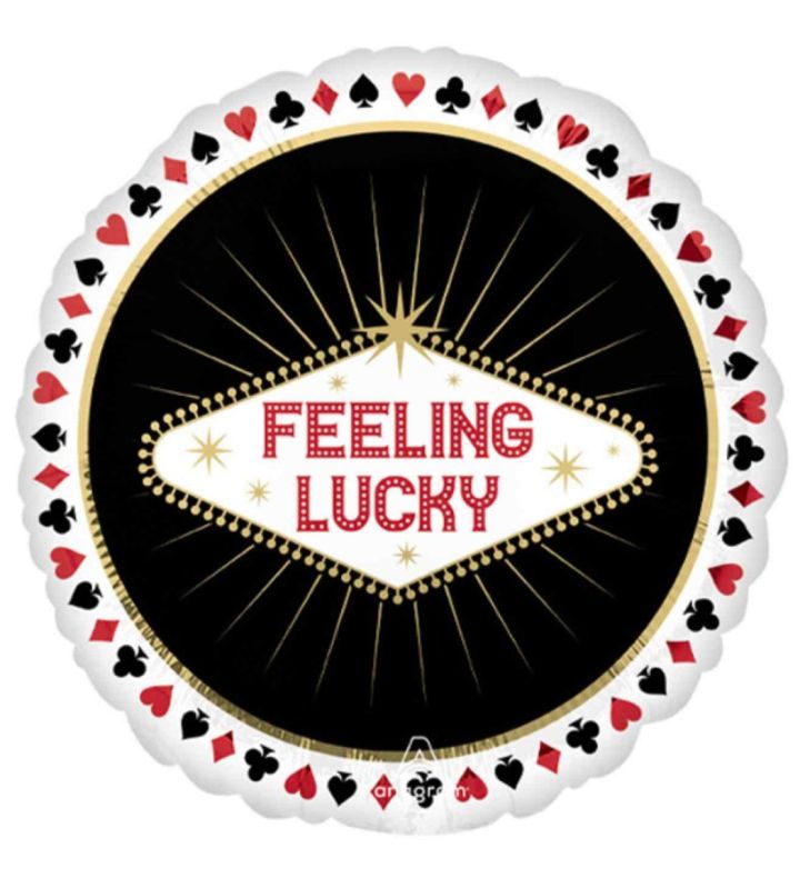 18" Feeling Lucky Casino Round Anagram Foil Balloon