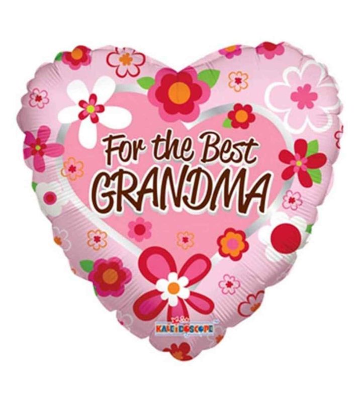 18" For The Best Grandma Heart Foil Balloon