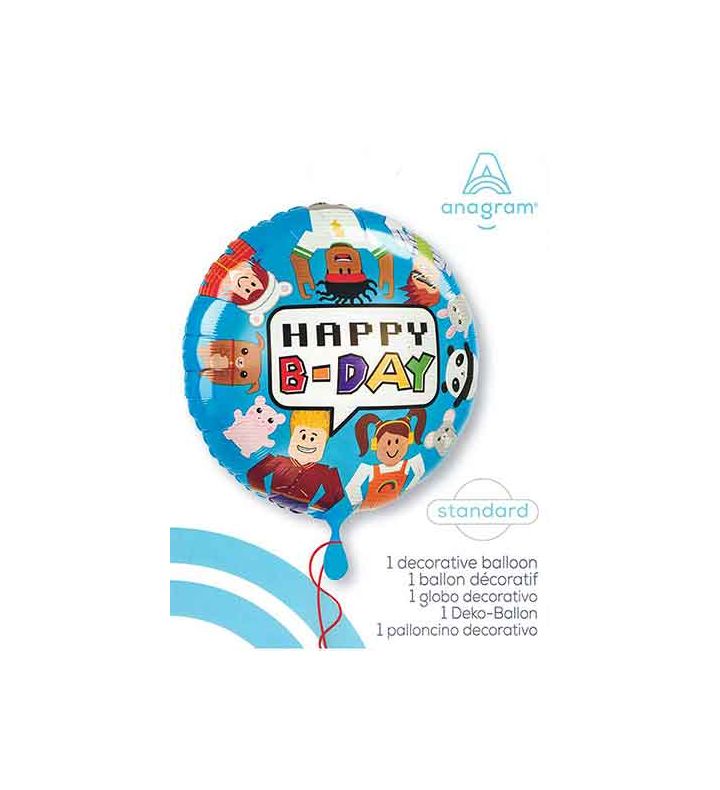 18" Happy B-Day Party Town Round Foil Balloon