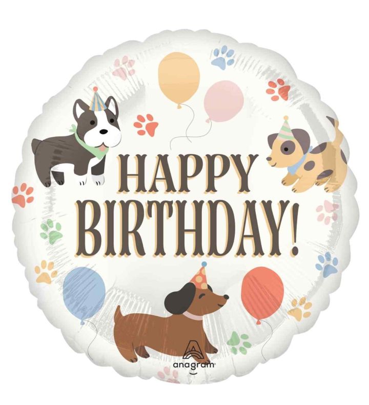 18" Happy Birthday Dog Foil Balloon