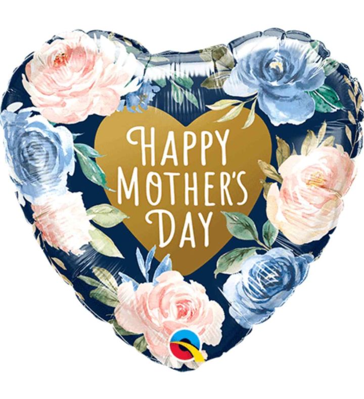 18" Happy Mothers Day Flower Heart Foil Balloon