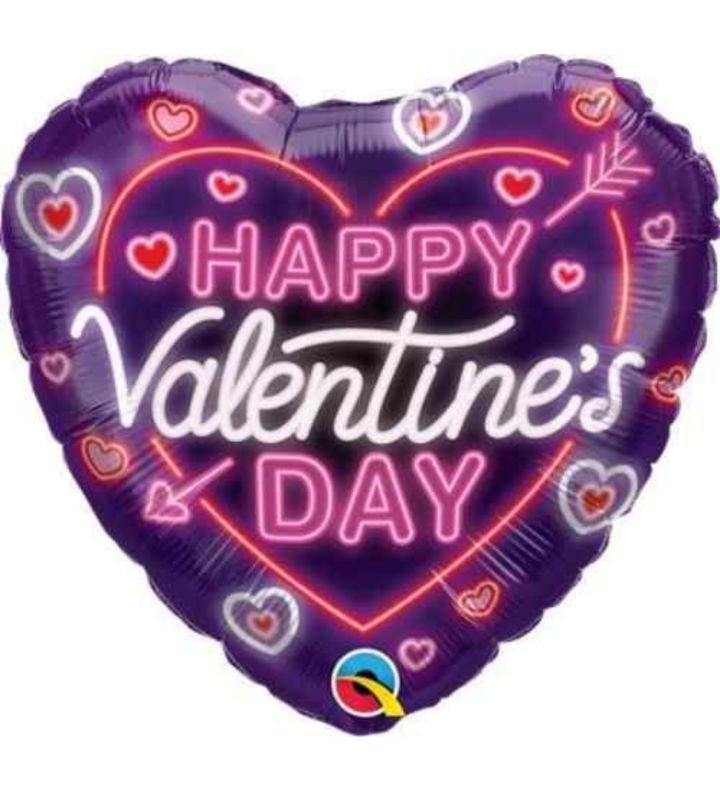 18" Happy Valentines Day Neon Effect Foil Heart Balloon