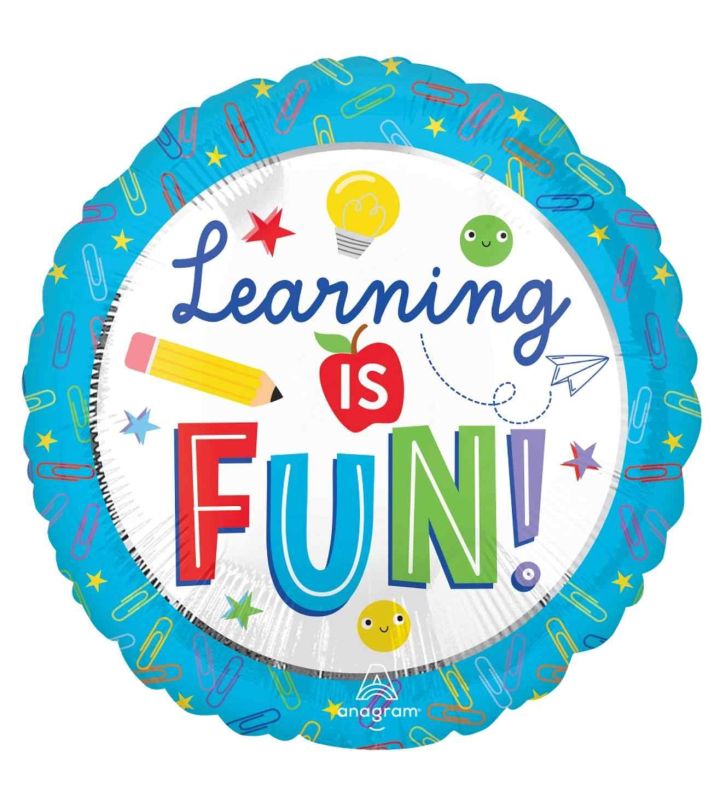 18" Learning Is Fun Round Foil Balloon