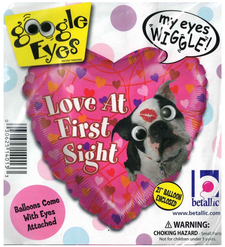 18" Love At First Sight Dog Foil Heart Balloon