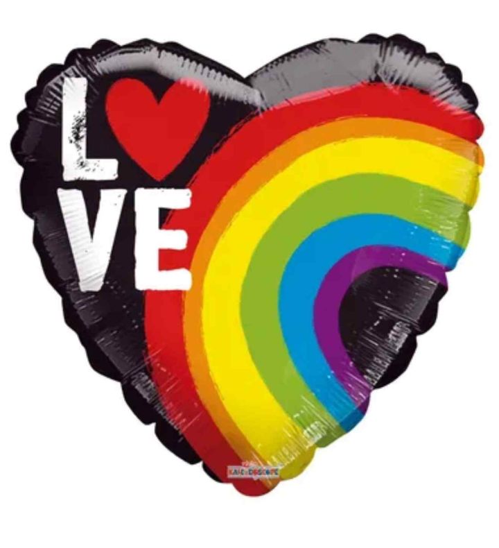 18" Love Rainbow Heart Foil Balloon