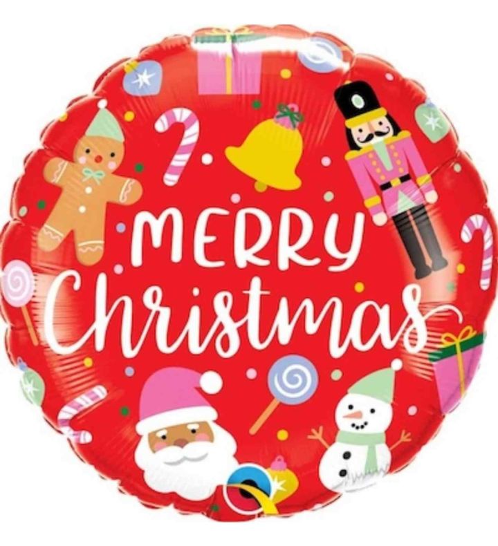 18" Merry Christmas Icons Round Foil Balloon