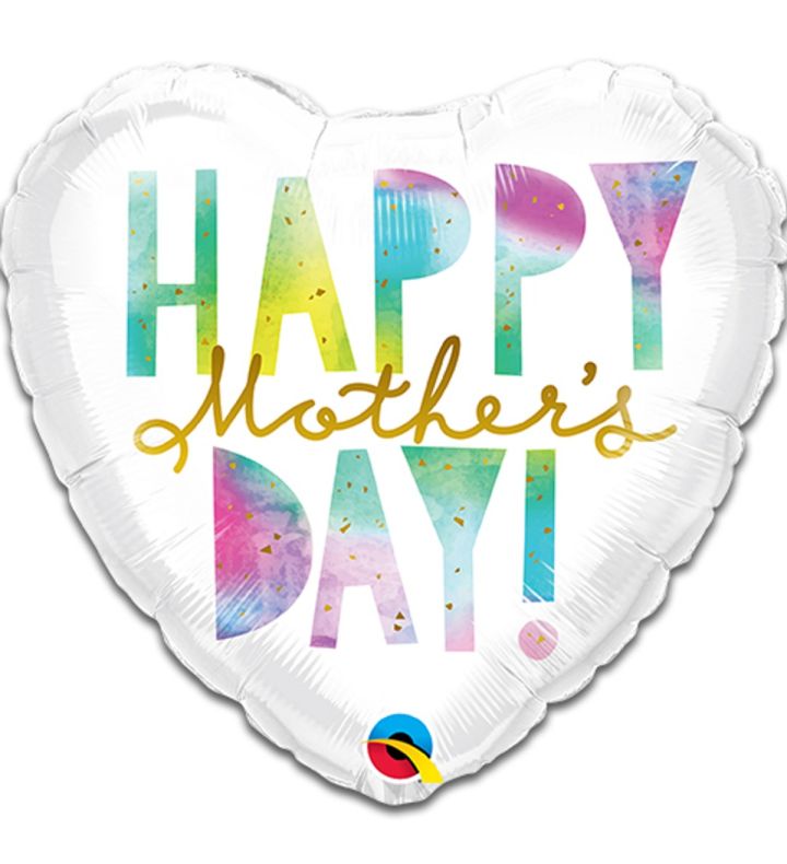 18" Happy Mother's Day Watercolour Heart Foil Balloon