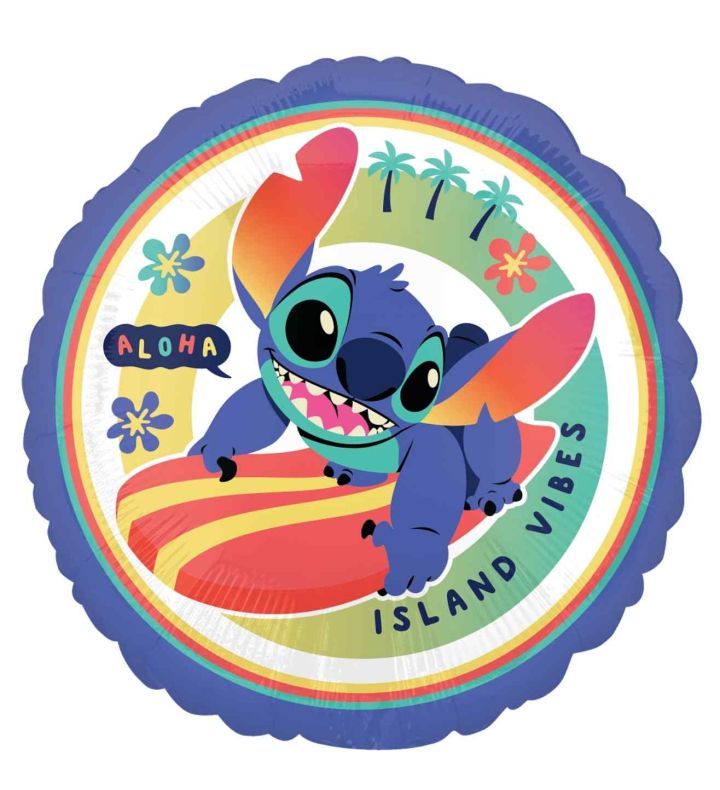 18" Stitch Island Vibes Round Anagram Foil Balloon