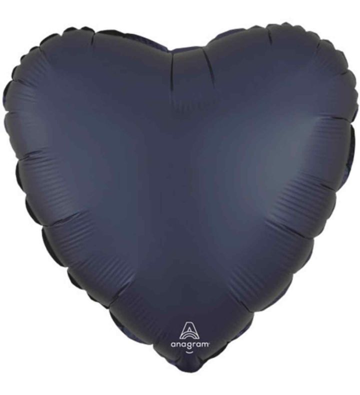 18" True Navy Satin Heart Foil Balloon