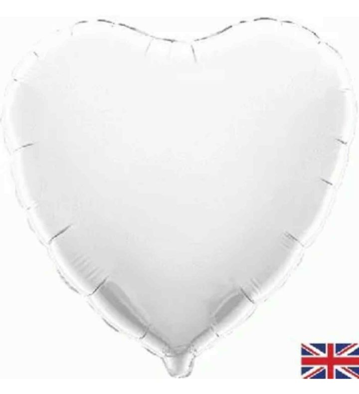 18" White Heart Oaktree Unpackaged Foil Balloon