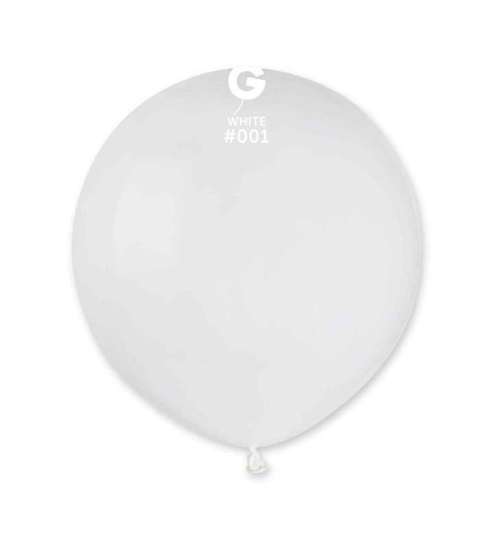 19" Gemar White 001 Latex Balloons 25ct