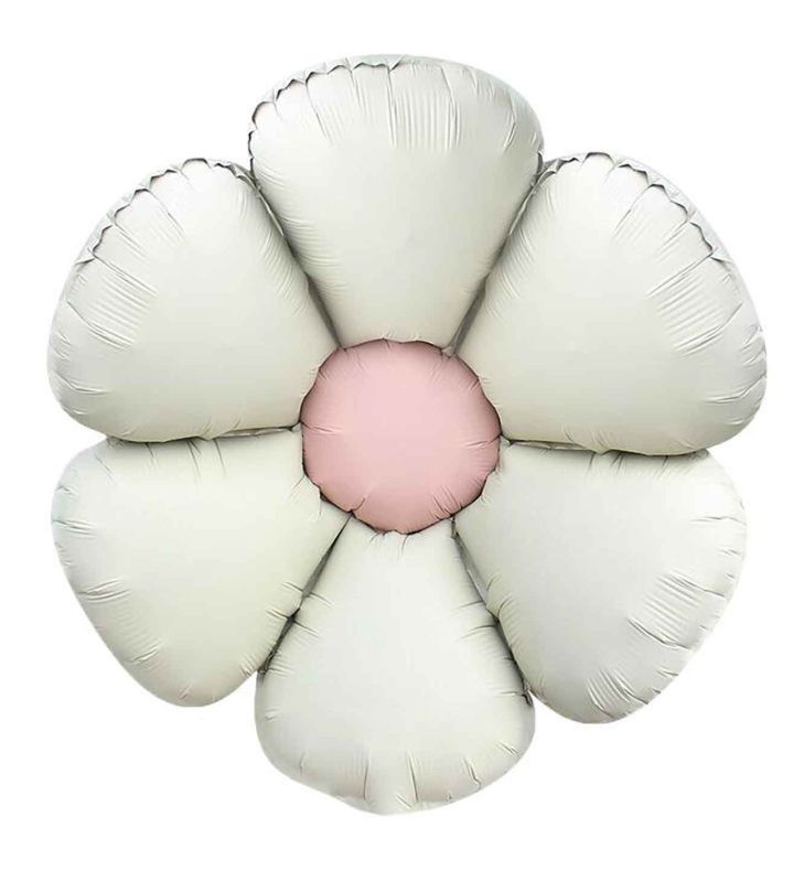 19" Bamboo Party Matte White Daisy Foil Balloon